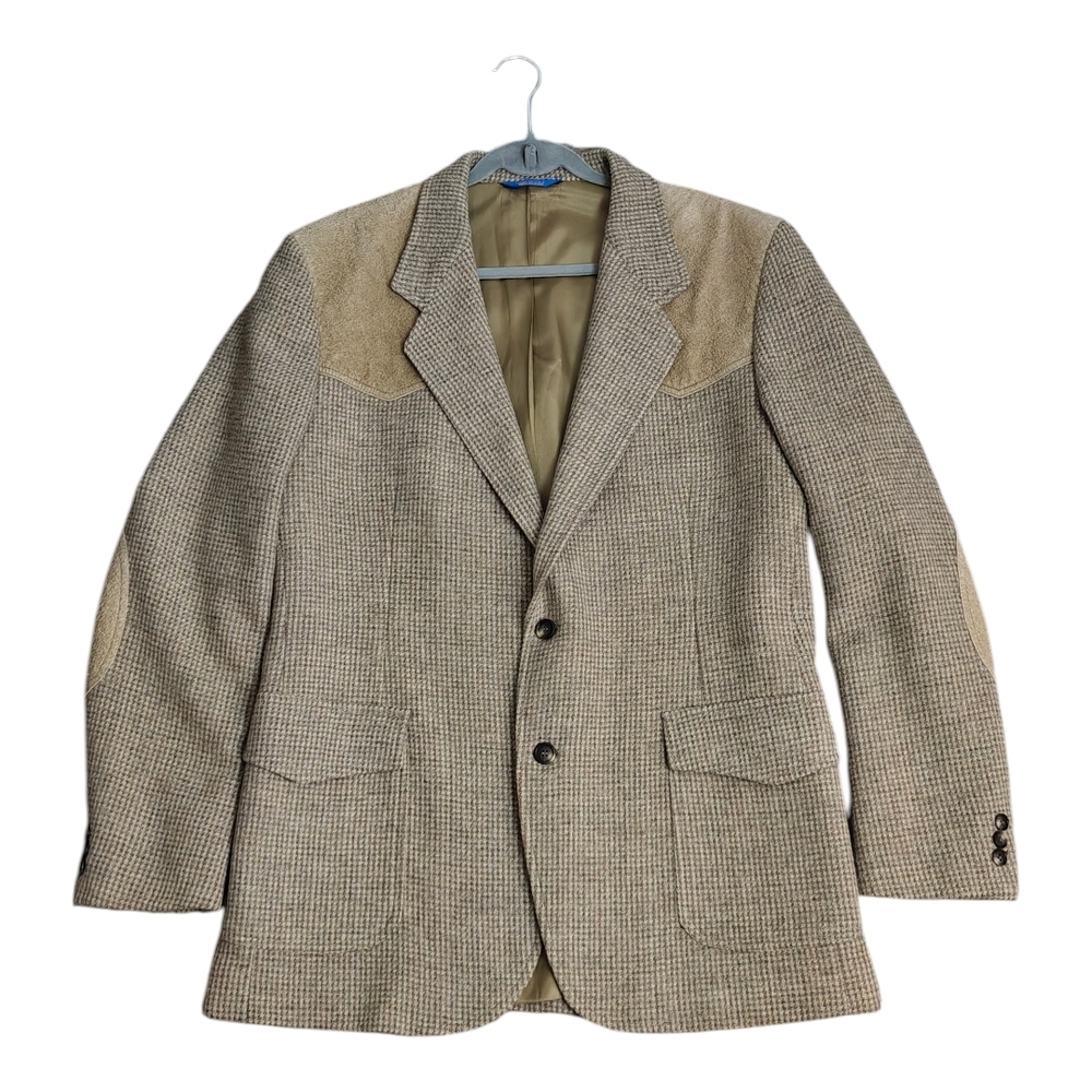 Pendleton Beige Houndstooth Blazer With Leather A… - image 1